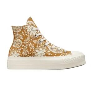 Converse Chuck Taylor Women's 8 High Top Platform Sneakers Fall Florals - Wheat